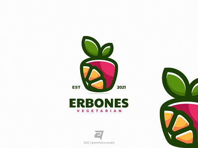 ERBONES apple artnivorastudio branding business color colorful design food fruit graphic design healthy illustration logo logo awesome logo inspiration mascot modern simple symbol vector