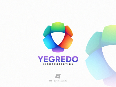 YEGREDO artnivorastudio branding colorful design gradient graphic design illustration logo logo awesome logo inspiration modern protection shape shield simple vector vibrant yegredo