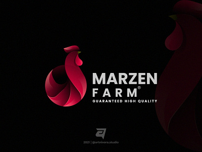 MARZEN FARM artnivorastudio branding colorful design farm geometry gradient graphic design illustration logo logo awesome logo inspiration marzen media modern rooster simple technology vector