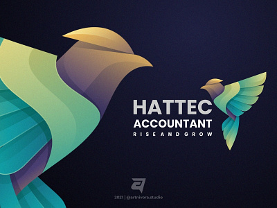 HATTEC ACCOUNTANT accountant artnivorastudio bird branding colorful design gradient graphic design hattec illustration logo logo awesome logo inspiration media modern simple technology vector