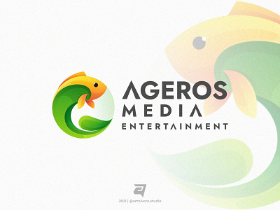 AGEROS MEDIA artnivorastudio branding circle colorful design fish geometry gradient graphic design illustration logo logo awesome logo inspiration media modern simple technology vector