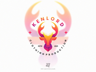KENLORD artnivorastudio badge branding colorful deer design gradient graphic design illustration kenlord logo logo awesome logo inspiration media modern simple technology vector