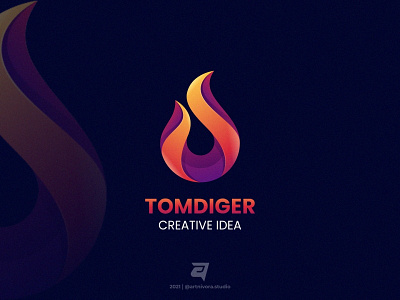 TOMDIGER abstract artnivorastudio branding colorful design fire flame gradient graphic design illustration logo logo awesome logo inpiration modern simple technology tomdiger vector