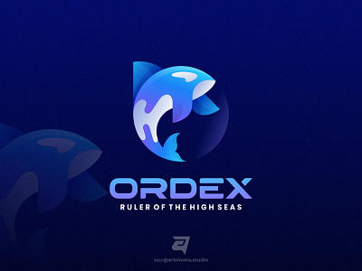 ORDEX artnivorastudio blue branding colorful design gradient graphic design illustration logo logo awesome logo inspiration modern ocean orca sea simple technology vector