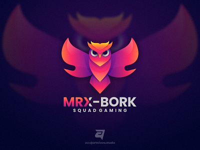 MRX-BORK artnivorastudio bird branding colorful design flying gradient graphic design illustration logo logo awesome logo inspiration modern mrx bork owl simple squad technology vector wing