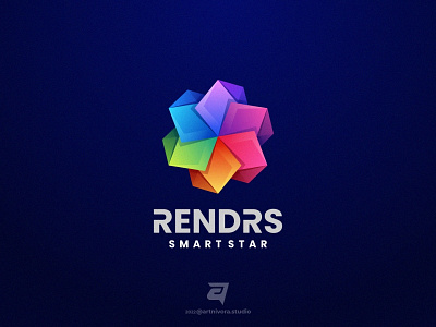 RENDRS abstract artnivorastudio branding colorful design gradient graphic design illustration logo logo awesome logo inspiration media modern renders simple smart technology vector