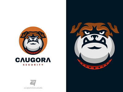 CAUGORA artnivorastudio bulldog cartoon caugora design dog graphic design head illustration logo logo awesome logo inspiration modern simple strong vector