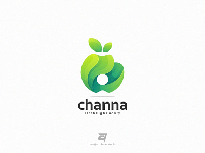 Channa apple artnivorastudio branding chana colorful design fresh fruit gradient graphic design illustration logo logo awesome logo inspiration modern simple technology vector