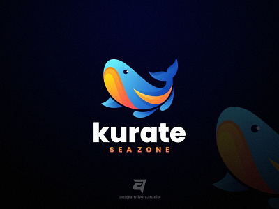 Kurate artnivorastudio blue branding colorful design gradient graphic design illustration kurate logo logo awesome logo inspiration modern ocean simple technology vector whale