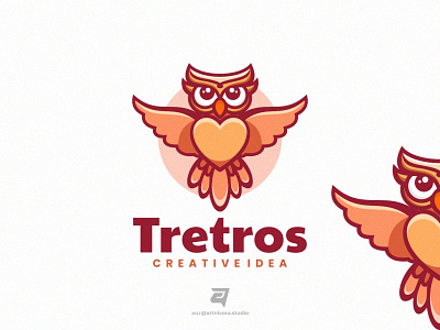 Tretos artnivorastudio bird branding color creative design flying freedom graphic design illustration logo logo awesome logo inspiration mascot modern owl simple vector wing