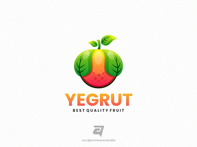 YEGRUT artnivorastudio branding colorful design fresh fruit gradient graphic design illustration logo logo awesome logo inspiration modern orange quality simple technology vector