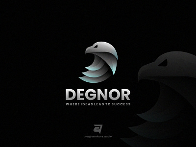 DEGNOR artnivorastudio bird branding colorful design eagle freedom gradient graphic design illustration logo logo awesome logo inspiration media modern technology vector