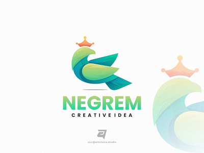 NEGREM artnivorastudio bird branding colorful design flying freedom gradient graphic design illustration logo logo awesome logo inspiration modern simple technology vector