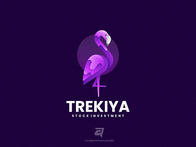 TREKIYA artnivorastudio bird branding colorful design flamingo gradient graphic design illustration logo logo awesome logo inspiration modern simple technology vector