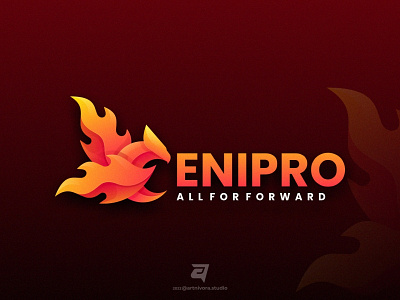 ENIPRO artnivorastudio bird branding colorful design fire gradient graphic design illustration logo logo awesome logo inspiration modern phoenix simple technology vector