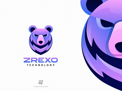 ZREXO angry artnivorastudio bear branding colorful design gradient graphic design grizzly illustration logo logo awesome logo inspiration logo maker modern simple vector