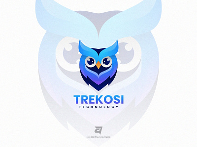 TREKOSI artnivorastudio bird branding colorful design flying gradient graphic design head illustration logo logo awesome logo inspiration logo maker modern owl simple technology vector wing