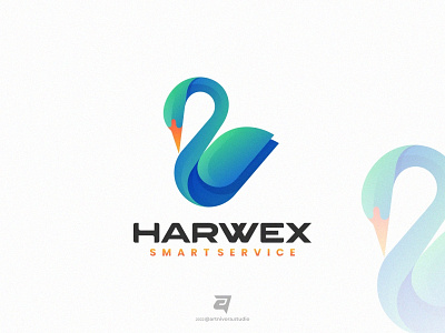 HARWEX artnivorastudio beauty bird branding colorful design gradient graphic design illustration logo logo awesome logo inspiration modern simple swan technology vector