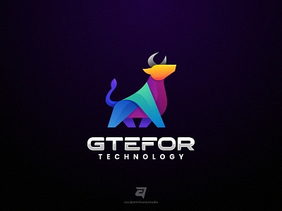 GTEFOR artnivorastudio branding bull colorful design gradient graphic design illustration logo logo awesome logo inspiration modern power simple strong technology vector