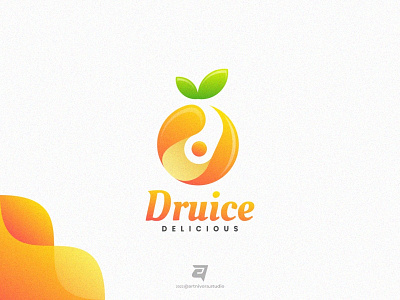 Druice artnivorastudio branding colorful creative delicious design fresh fruit gradient graphic design illustration logo logo awesome logo inspiration modern orange simple technology vector