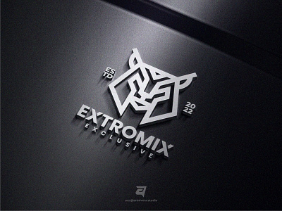 EXTROMIX artnivorastudio branding design gradient graphic design illustration line lineart logo logo awesome logo inspiration lynx modern predator simple technology vector