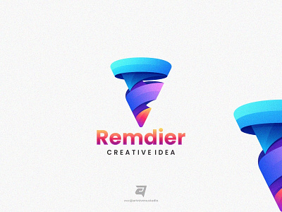Remdier artnivorastudio branding colorful design gradient graphic design illustration logo logo awesome logo inspiration modern simple technology tornado twister vector