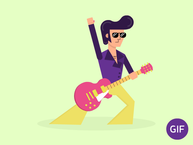 Guitar Dude [Animated GIF] animation flat design guitar invite music rock thank