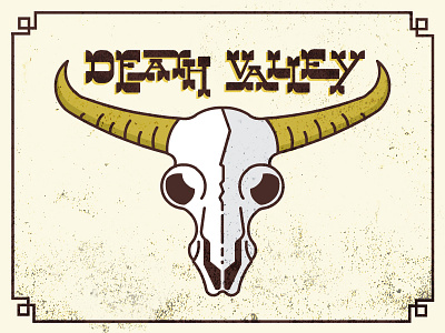 Death Valley Buffalo Skull buffalo death valley flat illustration skull