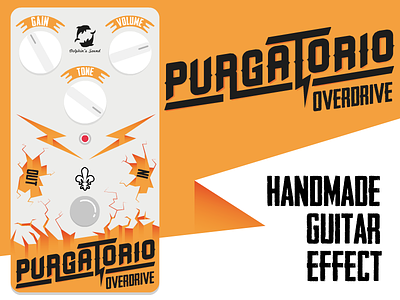 Purgatorio - Overdirve Guitar Effect Pedal crack flat guitar handmade illustration overdrive pedal rock typography vector