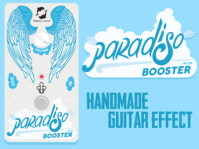 Paradiso - Booster Guitar Effect Pedal booster crack flat guitar handmade illustration pedal rock typography vector
