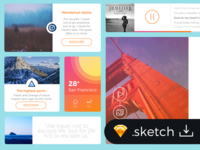 Freebie SKETCH: Flat Travel Blog UI Kit