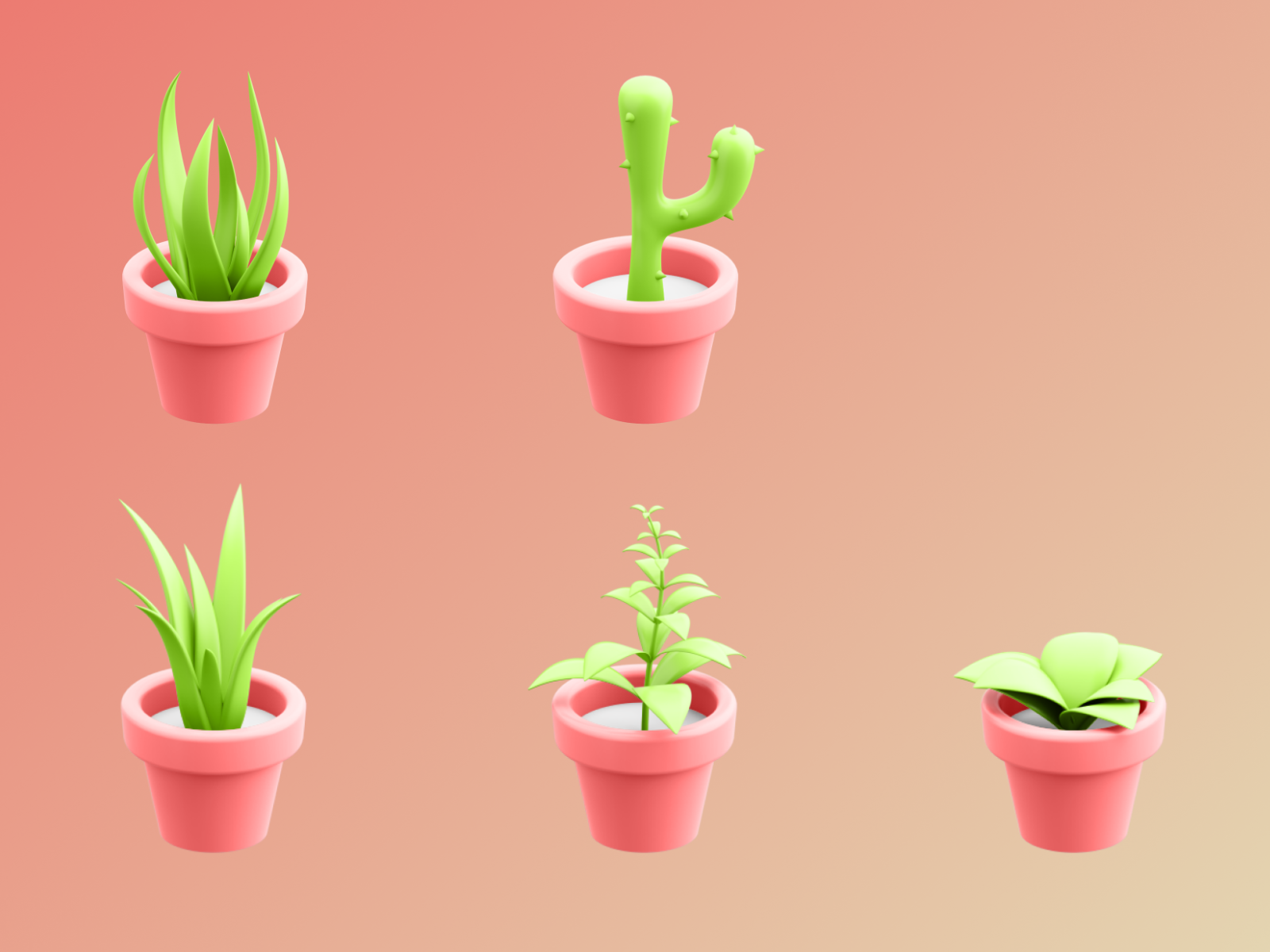 3D Plant Illustrations by Nikola on Dribbble