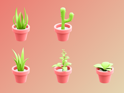 3D Plant Illustrations 3d app blender design illustration kit ui