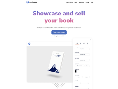 Landing Page Design - Mockupea 3d 3d configurator 3d graphics 3d mockup book branding design graphic design landing page logo mockup ui web app