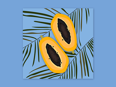 Papaya fruit design flat illustration illustrator minimal vector