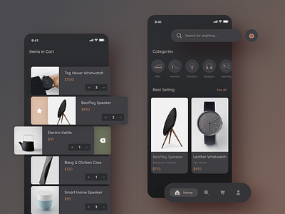 eCommerce - Dark Mode 3d aesthetic animation app app ui branding design ecommerce graphic design illustration logo mobile app mobile design mobile ui mockup motion graphics ui uiux web design ui ux ux wireframe