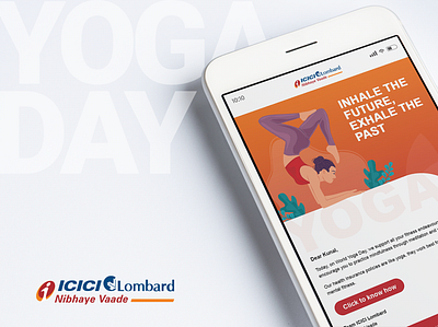 ICICI Yoga Day Creative creative creative layout design illustration layout minimalist newsletter design newsletter template social media typography web