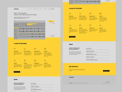 Audacity Redesign Concept - Homepage audio daw edit grid minimal ui