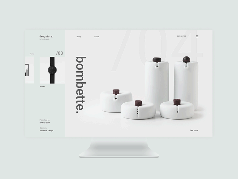 drugstore. home clean clear desktop fullscreen grid minimal minimalism ui ux web site