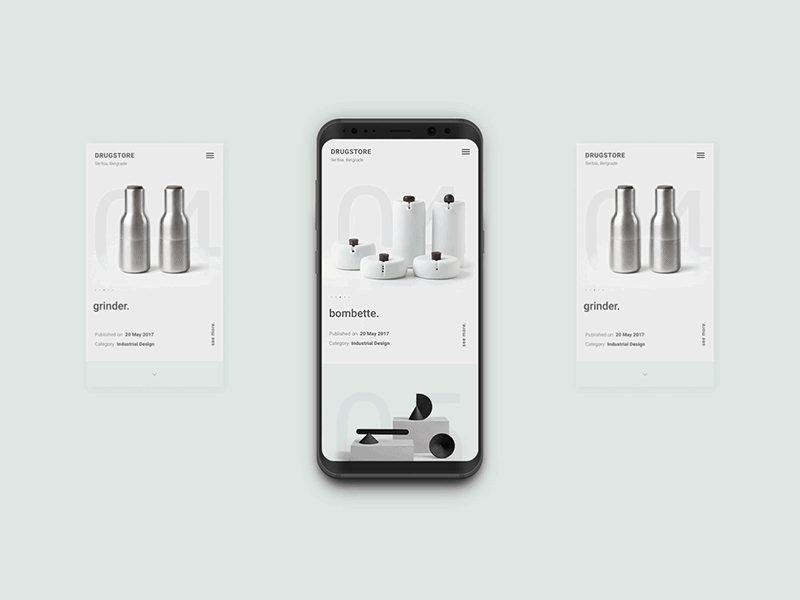 drugstore. mobile read more clean clear grid minimal minimalism mobile ui ux