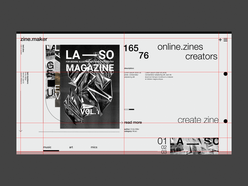 Zine.Maker clean clear desktop grid minimal minimalism site ui ux web webzine zine