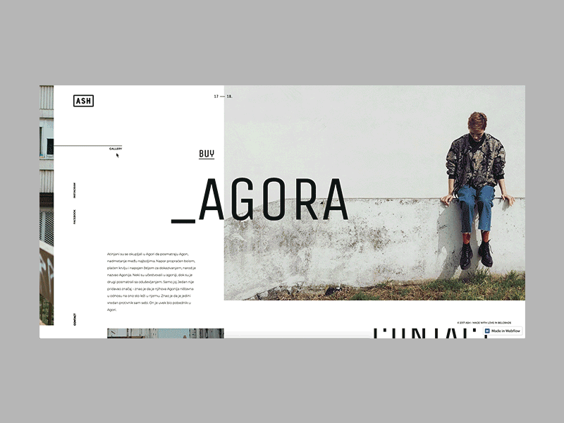 Ash.Clothing - Webflow gallery web site fullscreen desktop clean ui ux clear minimal webflow