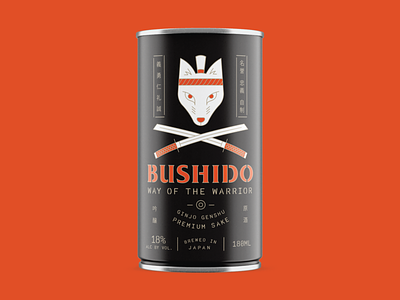 Bushido Can bushido fox japanese packaging sake