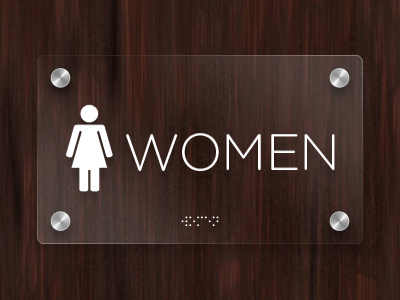 Women bathroom glass restroom sign women