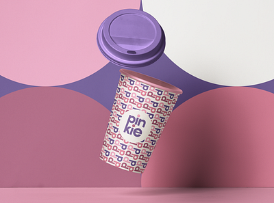 Pinkie Papelaria brand identity branding coffee cup flat logo logo design logotype minimal stationery stationery shop