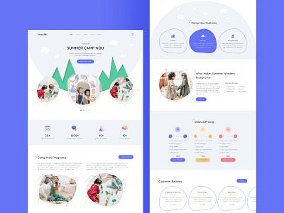 Kindergarten & Camp - Figma Template art baby camping children education fun kids landing page learning outbound play playground school ui ui kit web design web page website