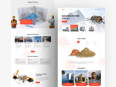 Construction Building Landing Page architecture company construction contractor engineer exterior handyman industrial landing page painter property real estate renovation services ui web design web page website