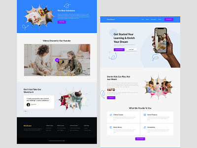 School Education Landing Page Template academic academy class course elearning elementary home page kids landing page learning lesson online student study teacher teaching ui design web design web page website