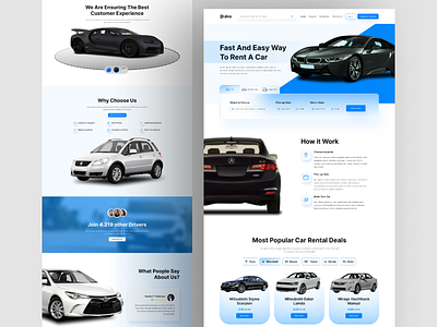 Car Rental Template Website Figma automobile automotive booking dealer home inventory landing page listing motor service technology vehicle website wireframe