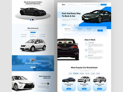 Car Rental Template Website Figma automobile automotive car hire car repair car shop dealership driving electric vehicle home page landing page motor product service showroom transportation ui design vehicle web design web page website